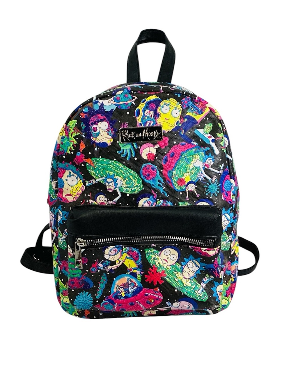 💚 Rick and Morty Neon Space Print Backpack